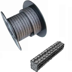 Grafitflätat snöre med metall, ø 16x16 mm